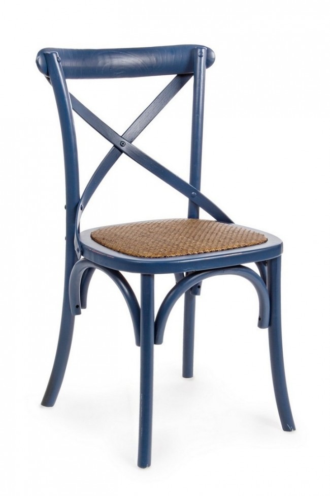 BIZZOTTO dřevěná jídelní židle CROSS modrá