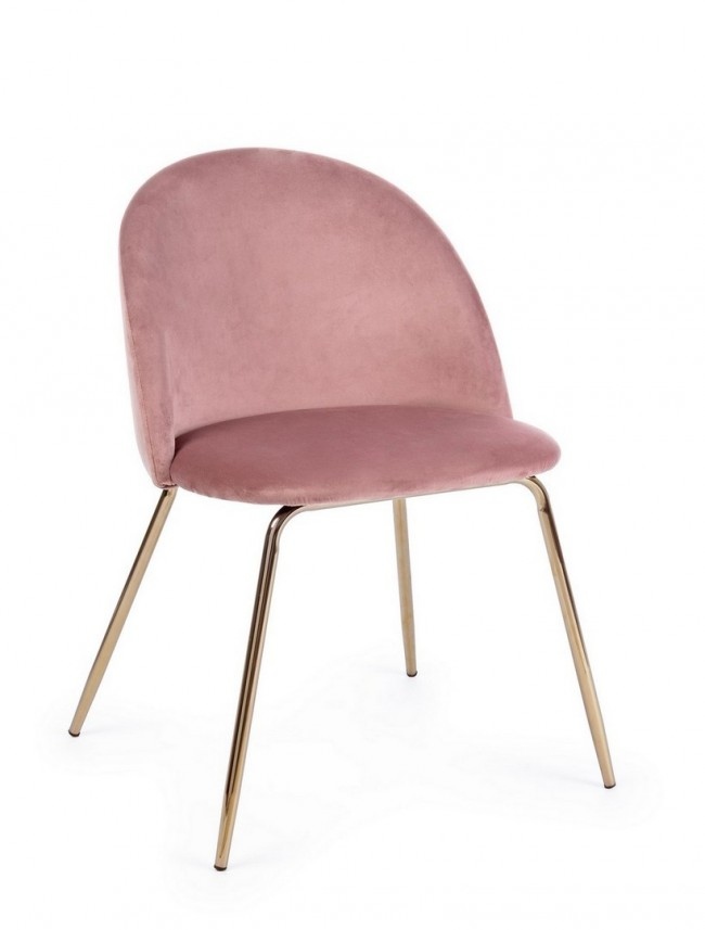 BIZZOTTO Sametová jídelní židle TANYA růžová