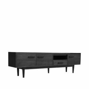 LABEL51 Dřevěný TV stolek CALI černý 210 cm