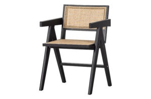 WOOOD Dřevěná židle GUNN s ratanem černá