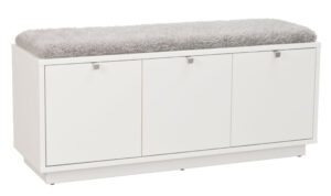 ROWICO bílá lavice s úložným prostorem CONFETTI a šedým sedákem 106 cm