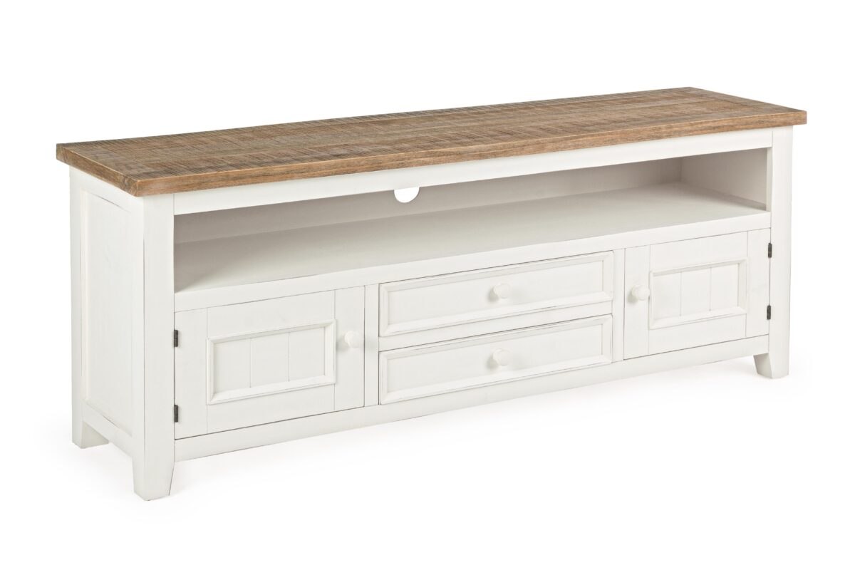 BIZZOTTO Dřevěný TV stolek ELVIA bílý 55x135 cm