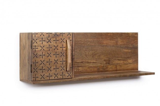 BIZZOTTO dřevěná polička EMIRA se skříňkou vlevo 31x103 cm