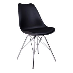 House Nordic Jídelní židle OSLO černá s chromovanými nohami