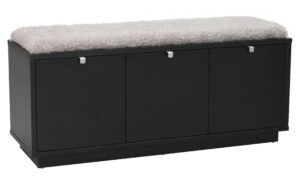 Rowico černá lavice s úložným prostorem CONFETTI a šedým sedákem 106 cm